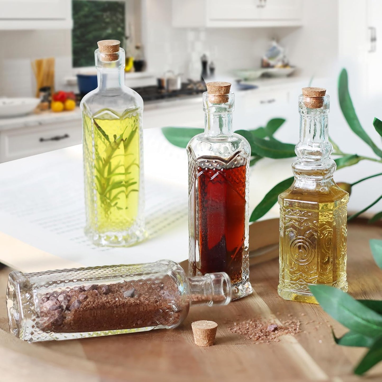 24 pcs Small Mini Clear Vintage Glass Bottles with Corks, Small Bud Vases, Decorative, Potion Bottles, 1.6oz for Party Wedding DIY Decoration/ Sand Art Bottles/Spell Jars/Message In a Bottle Kit