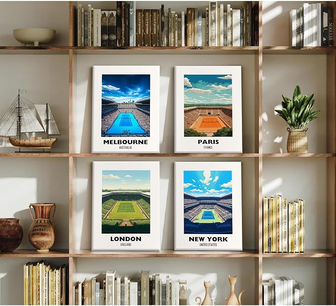 Grand Slam Wall Art Tennis Canvas Poster Sports Wall Decor Tennis Gym Prints Athlete Pictures Fashion Poster Grand Slam Club Artwork Center Painting for Living Room Bedroom 12x16 Inch Ready to Hang