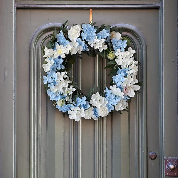 JINWOE White Silk Flowers Hydrangea Artificial Flowers, 5Pcs 20Inch Large Lifelike Faux Flowers, Full Fake Artificial Hydrangeas with Stems for Bouquet Table Centerpieces Home Decoration