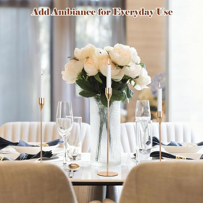 Gold Candlestick Holders Bulk, Set of 27 Taper Candle Holders for Table Centerpiece, Candle Sticks Holders Stand Candelabra Candle Holder for Wedding Dinning Home Decor