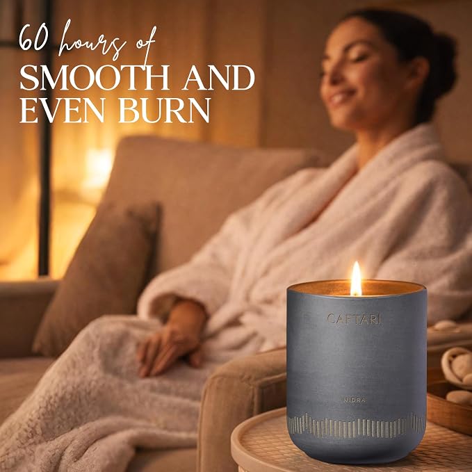 CAFTARI Nidra Scented Candle for Women & Men | Jasmine, Tuberose & Neroli | Non Toxic Candle | Premium Soy Coconut Wax Blend | Vegan Aromatherapy | Elegant Ceramic Jar | Luxury Gift | 10.5 oz