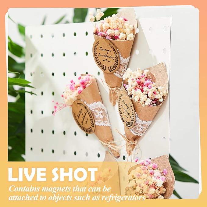 60 Pcs Mini Dried Flower Bouquet Magnet Bulk Wedding Baby Shower Flower Party Favors for Guests Natural Dried Flowers Bundle Mother's Day Graduation Home Decoration DIY Crafts Gifts