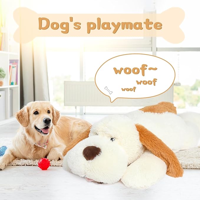 MorisMos Giant Dog Stuffed Animals, 51inch Large Stuffed Dog Plush Soft Big Puppy Pillow Gifts Kids, Girls, Boys, White