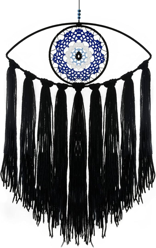 Holmgren Evil Eye Dream Catcher - Black Dream Catchers for Bedroom, Evil Eye Wall Hanging for Witch Dark Decor, Gothic Wall Decorations, Ornament Craft Gift(Black)