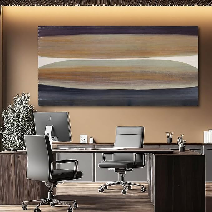 Brown and Black Abstract Wall Art – Large Framed Colorful Canvas Prints for Office, Living Room, or Bedroom Wall Decor, 24" x 48"