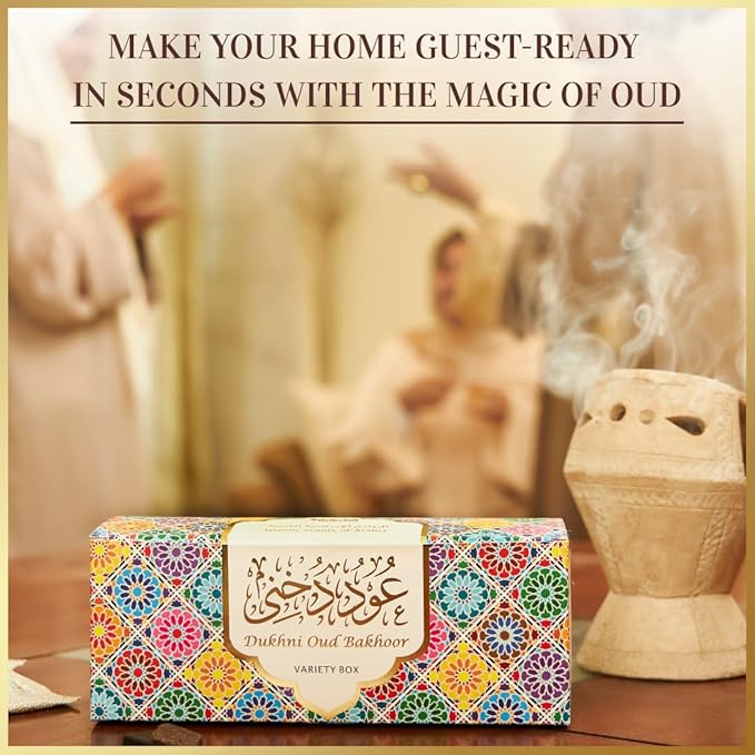 Oud Bakhoor Variety Box by Dukhni | Assorted Box | 30 Pieces Bakhoor | Gift Set & Refill Kit | Arabic Incense | Islamic Gifts, Eid & Ramadan Gift | Luxurious, Long Lasting