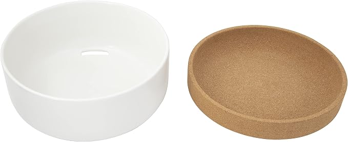 Kamenstein 2 Compartment Large Bowl Extends Produce Freshness, 11 x 11 x 6 Inch, Natural Cork and White Ceramic