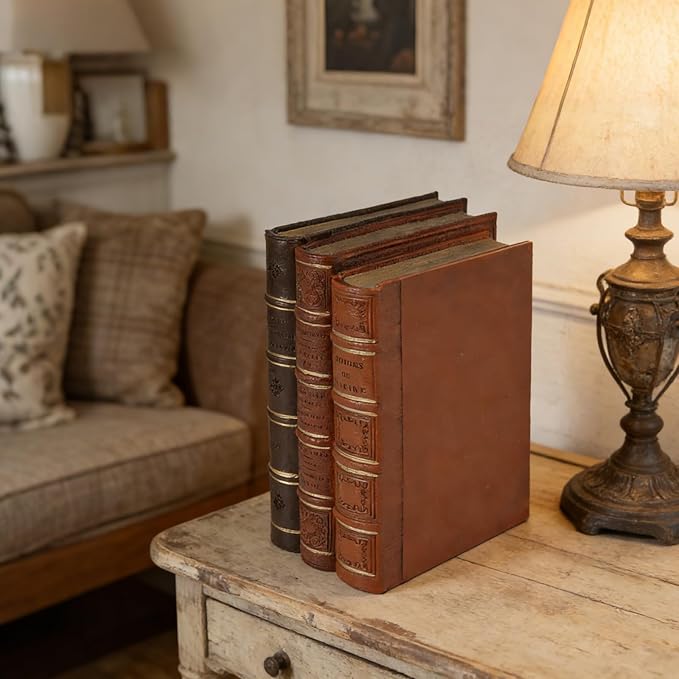 Guichifun Decorative Books Home Decor Accents - Resin Retro Classical Fake Books Faux Books Decoration Gifts for Men Coffee Table Shelf Decor for Living Room Decor 7.8 * 4.7 * 11 Inch
