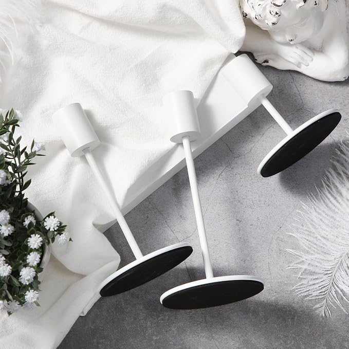 Sieral Candle Holders Bulk Taper Candlesticks Holders Set Modern Decorative Metal Candelabras for Wedding Anniversary Home Dinning Table Centerpiece Xmas Party Decor(Matte White,15 Pcs)