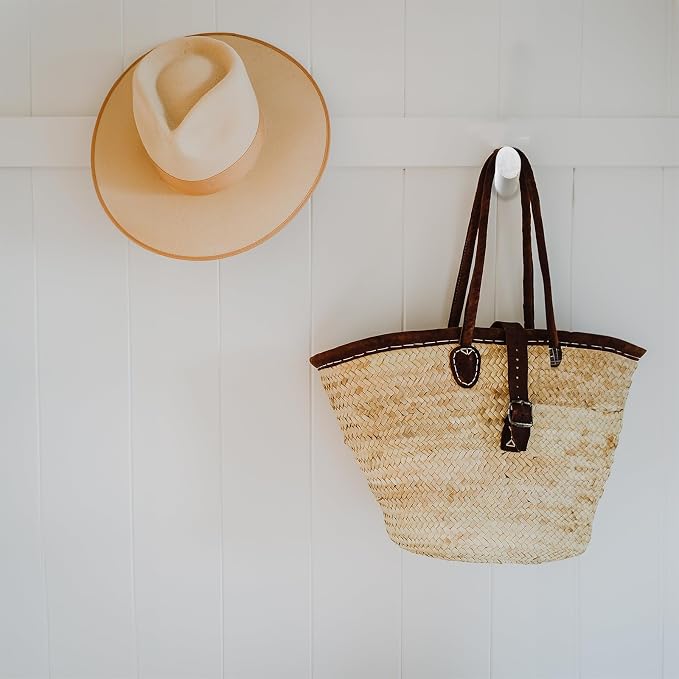 Wood Wall Hooks, 6 Pack | Modern, Decorative White Wooden Hangers Wall Mounted | Coat Hooks | Hook for Hanging Backpage, Robe, Hat, Towel, Coat, Purse, Bag
