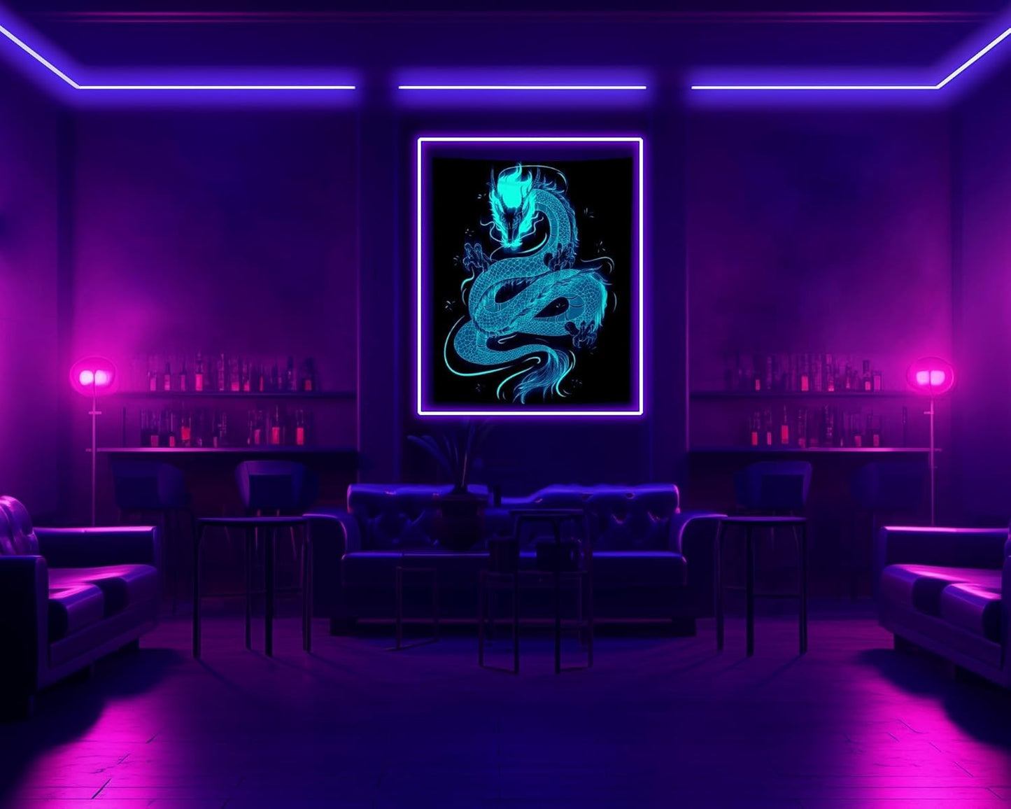 QGHOT Blacklight Dragon Tapestry Wall Hanging Cool Japanese Black Light Glow in the Dark Dragon Backdrop Uv Viking Tapestry for Boys Bedroom Mens Room Wall Deocr 90"x70"