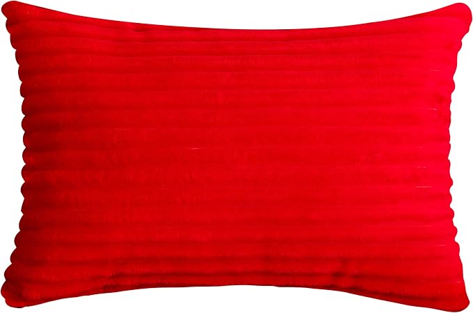 TangDepot Velvet Big Corduroy Pillow Covers 12x24 Red 2-Pack | Soft wide-stripe corduroy pillow cover, hidden zipper, machine washable, easy refresh, for bedroom living room indoor outdoor