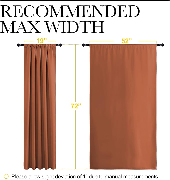 NICETOWN Blackout Curtains and Drapes - Thermal Insulated Solid Rod Pocket Blackout Draperies/Panels (Burnt Orange, 1 Pair, 52 by 72 inches)