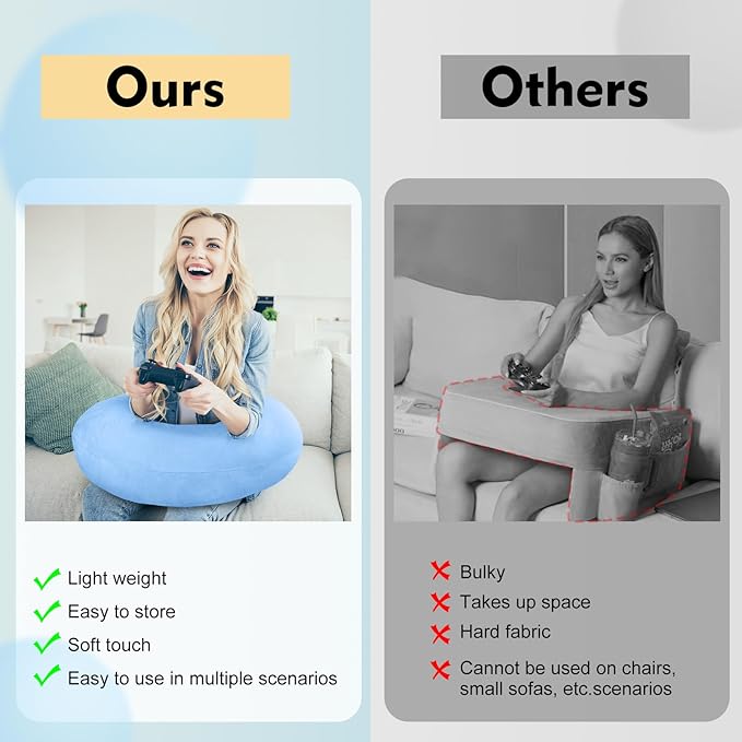 vamorry Gaming Pillow Arm Support Pillow for Bed & Sofa: Ergonomic U-Shaped Lap Pillow with Elbow Rest for Adults & Kids - Reduces Arm Pain & Fatigue During Gaming, Reading, Working & Crocheting