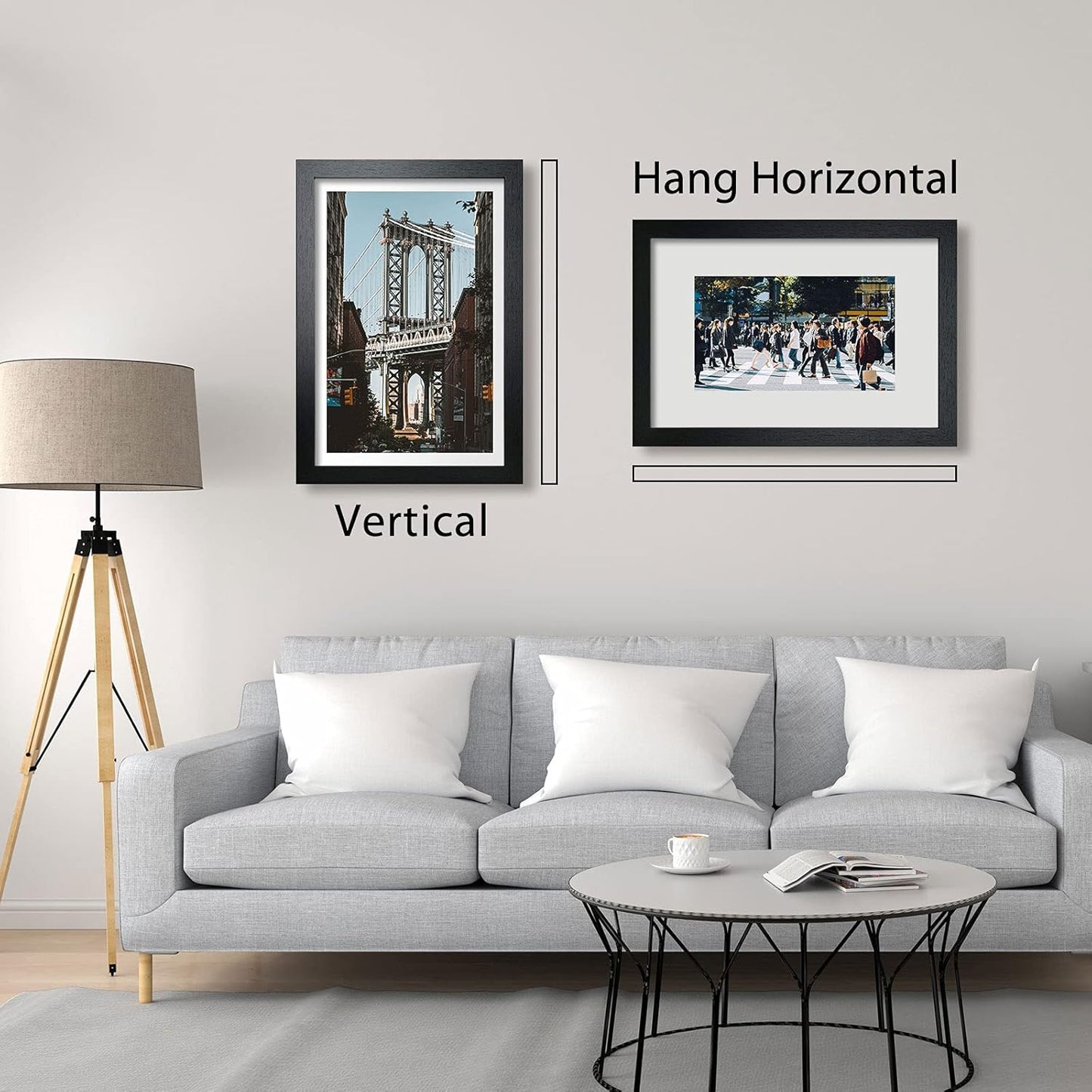 VCK 12x18 Inch Solid Wood Poster Frames with Wall Mounting Hanging Picture Frame Set of 3 Black