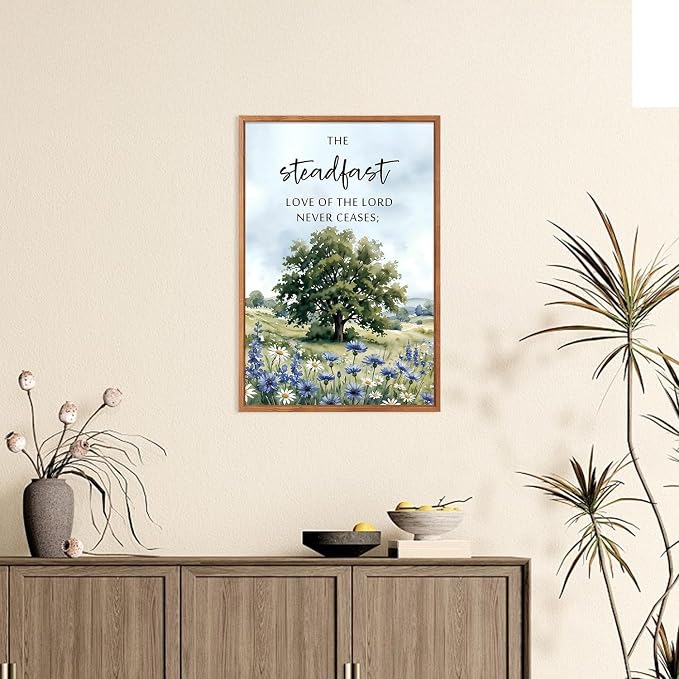 CHDITB Christian Wildflower Framed Canvas Wall Art Set, Country Landscape Scripture Wall Decor, Bible Verse Spiritual Painting, Rustic Faith Art Prints for Living Room, Bedroom, Office 16"x24"x3
