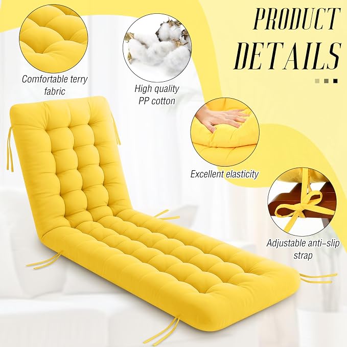 Vercraft Long Floor Cushion Large Floor Cushion with Brushed Cotton 74.8 x 27.5 x 3.15 in Jumbo Lounger Pillow for Outdoor Indoor Bay Window Meditation Yoga Reading Sleeping(1 Pc,Yellow)