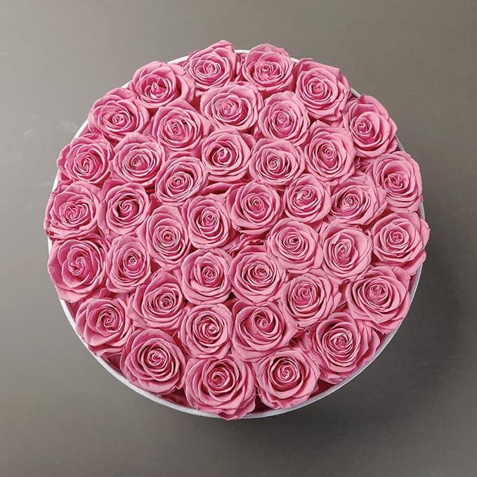 Gifts for Women Preserved Roses Flower Box, Luxury Velvet Box with 40 Roses, Preserved Flowers, Romantic Gift for Her, Wife, Girlfriend, Birthday Anniversary Christmas (Pink)