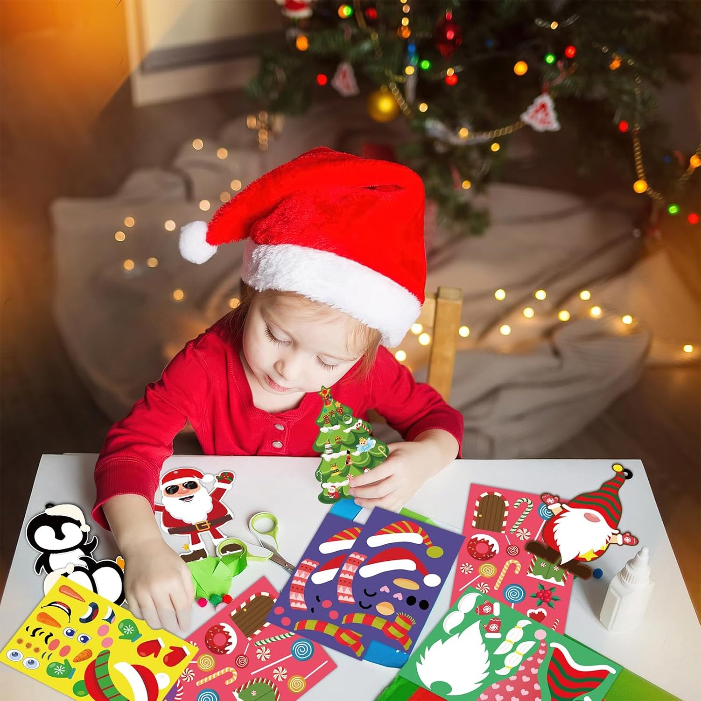 VABAMNA 72pcs Christmas Ornament Crafts for Kids - Make Your Own Ornament Kit with Christmas Craft Stickers for Kids Xmas Tree Holiday Hanging Decor, 9 Designs