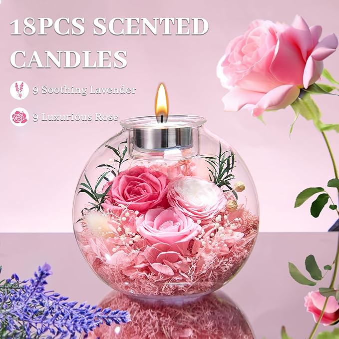Mothers Day Rose Gifts for Mom Birthday Gift for Women Flowers for Delivery Preserved Flowers Forever Eternal Rose in Glass Dome Mother's Day Flower Gifts for Wife Grandma Sister from Daughter, Pink