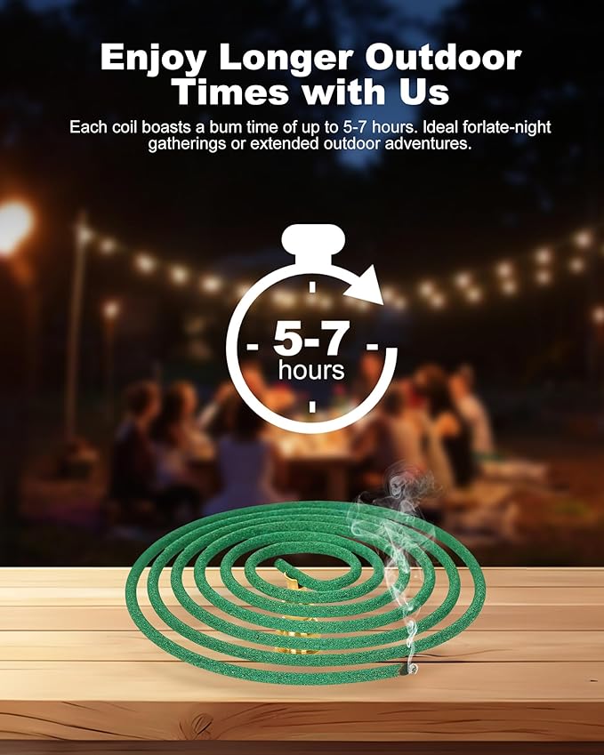 Citronella Incense Coils Outdoor - Each Burns for 5-7 Hours (Contains 48 coils & 2 Stands)