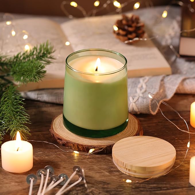 DARJEN 12 Pack Green Candle Jars for Making Candles- 9 OZ Empty Glass Candle Making Jars with Making Kits, Candle Making Supplies Candle Containers for Home DIY & GIFS