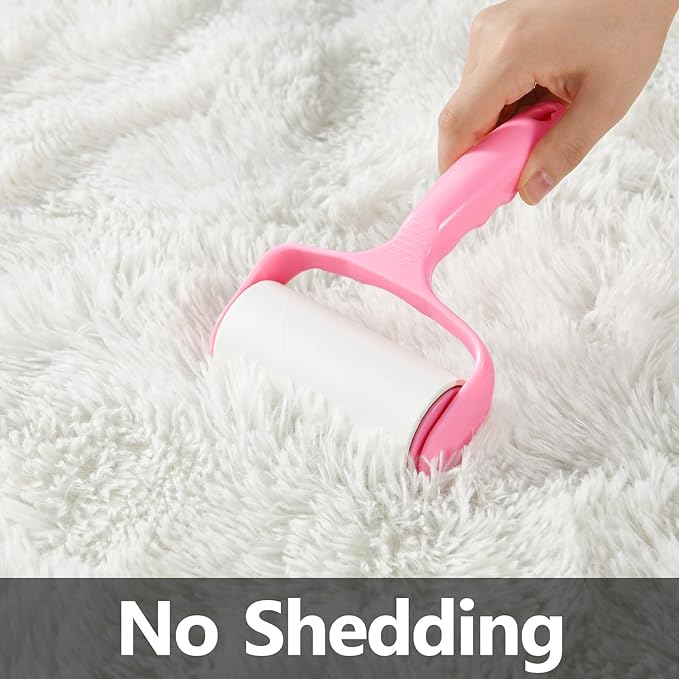 Deerhoo Large Shag Area Rugs 5 x 8, Plush Fuzzy Rugs for Living Room, Ultra Soft Fluffy Furry Rug for Bedroom, Indoor Carpet Nursery Rugs for Kids Room Home Decor, White