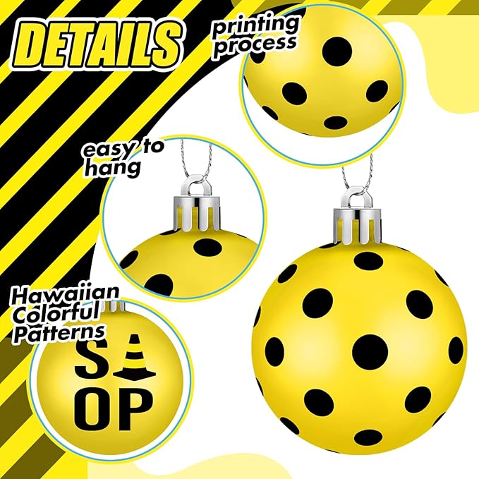 HyDren 40 Pcs Mini Construction Ornaments Yellow and Black Construction Theme Party Decoration 1.2 Inch Small Hanging Ball for Holiday Decorations