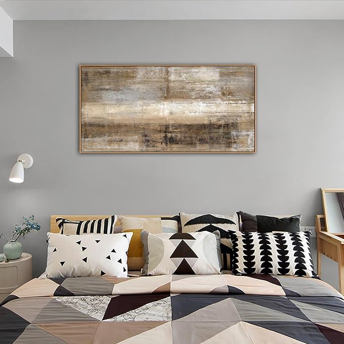 yearainn Abstract Wall Art Large Canvas Picture Modern Brown Canvas Painting Artwork Abstract Canvas Prints Wall Decoration for Living Room Bedroom Office Home Wall Decor Framed Ready to Hang 29x58in