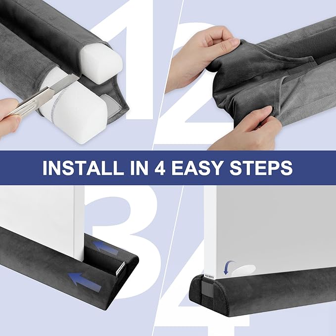 HADOR 2 Pack Door Draft Stopper for Bottom of Door, 36 Inch Under Draft Air Noise Light Blocker 30"- 36" Double Side Triangle Soundproof Sweep Filler Seal Gap up to 1.7" for Patio Sliding Door, Black