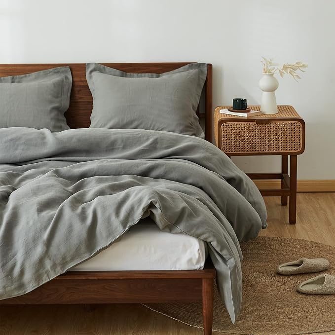 100% French Linen Pillow Shams Basic Style - Pack of 2 - Washed Solid Color Natural Flax Soft Breathable - Ultimate Gray, 20'' x 36''