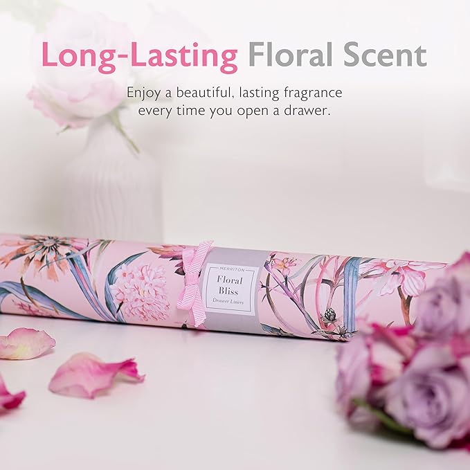 Scented Drawer Liners for Dresser Fragrant Paper Liner for Drawers Cabinet Shelf Linen Closet and Kitchen Scent Liners Non Adhesive (Floral Bliss)