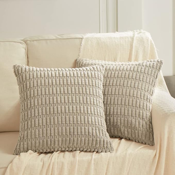 Fancy Homi 4 Packs Decorative Throw Pillow Covers for Living Room Couch Bed, Modern Farmhouse Boho Home Décor Accent Cushion Case, 26" x 26" (Pack of 4), Taupe