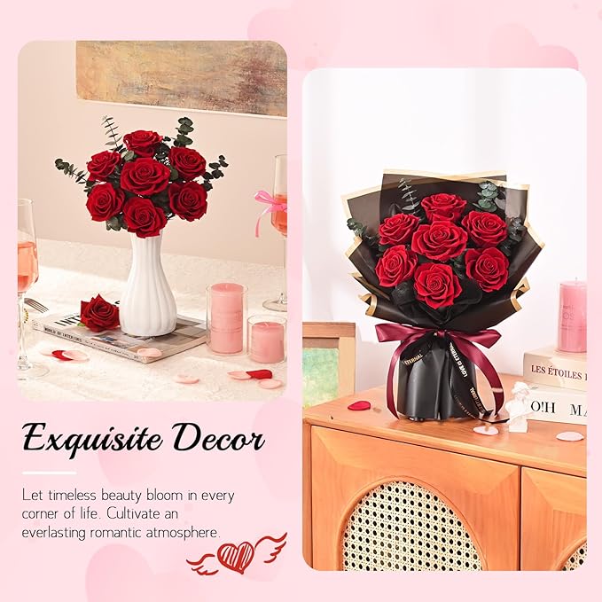 Mothers Day Flowers for Mom, Mothers Day Gifts, Flowers for Delivery Prime 7 Roses Preserved Flowers Red Roses Bouquet Birthday Gifts for Women Gf Gifts Wedding Anniversary