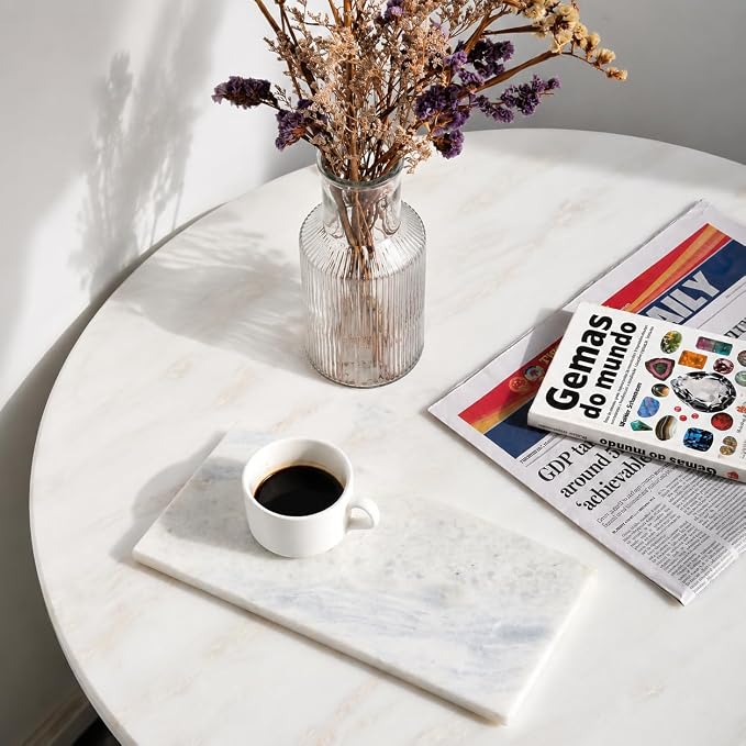 Marble Tray 12"x6", Small Natural Marble Board, Stone Slab for Bathroom Kitchen Counter Sink, Rectangular Candle Plate, Perfume Jewelry Trays(Namib Fantasy)