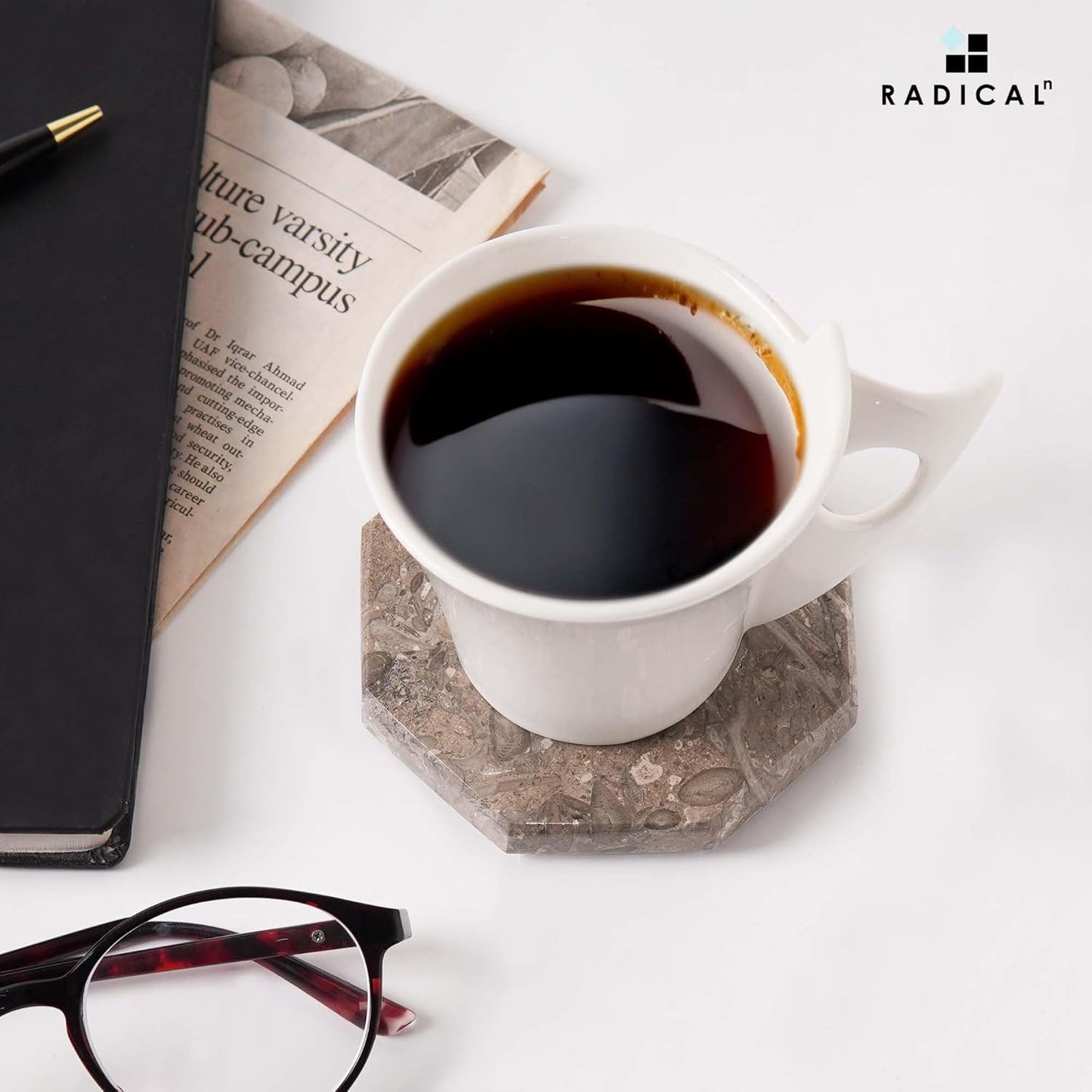 Radicaln Marble Coasters Star 3.5" Inches Oceanic Handmade Elegant Coaster Set of 6 for Drinks, Ideal for Round Table and Farmhouse Décor, Drink Coasters