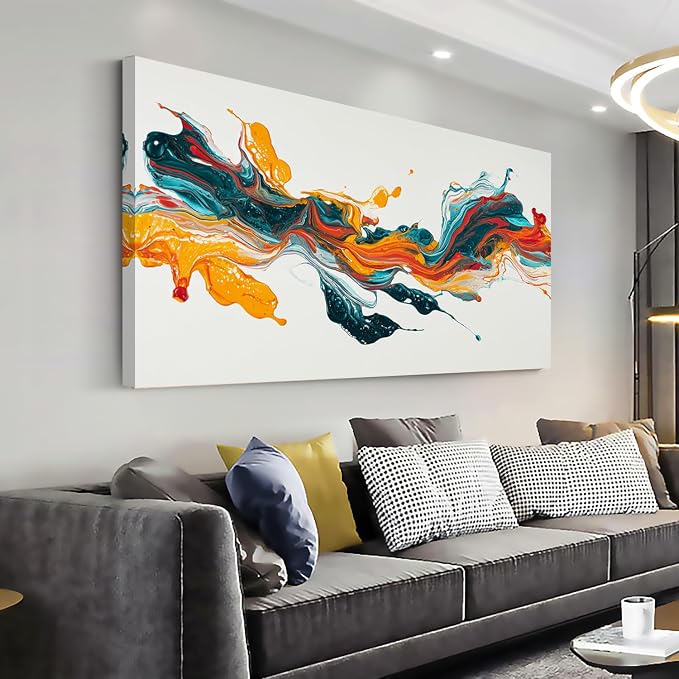 Ggaafet Colorful Abstract Wall Art for Bedroom Canvas Painting Prints Pigment Liquid Art Deco Modern Artwork Office Family Room Decor