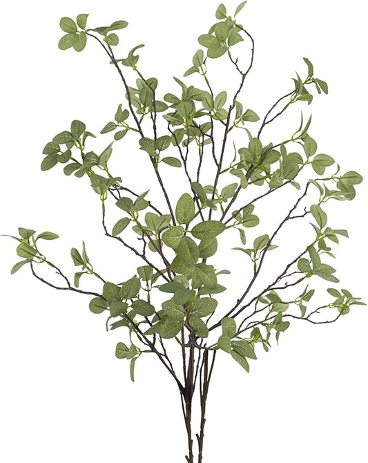 2 pcs Artificial Greenery Stems, 41.3’’ Tall Fake Plants Branches Faux Greenery Ficus Twig Leaf for Home Garden Shop Office Desk Decoration