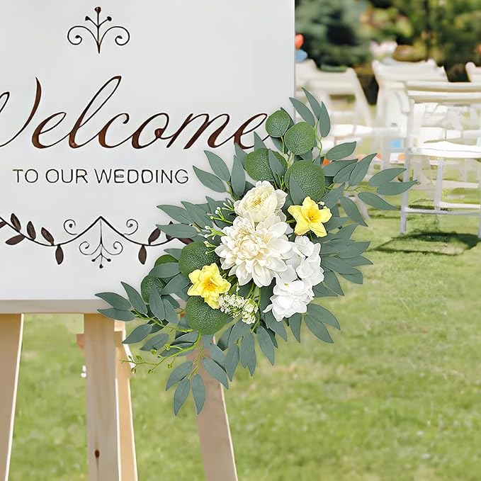 Yellow White Artificial Arch Flowers for Wedding, Party Backdrop Decor, Bridal Shower, Baby Shower and Reception (Yellow)