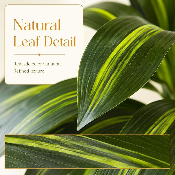 Artificial Dracaena Tree：5FT Faux Silk Tropical Yucca Floor Trees Realistic Fake Green Plant with Natural Wood Trunk & Lifelike Leaves for Home Office Decor Indoor & Outdoor (5FT,1-Pack,White)