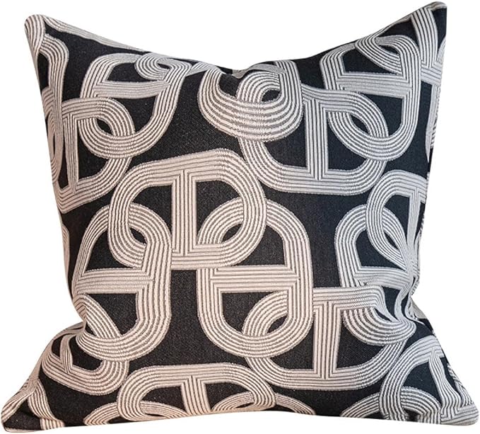 Croker Horse 18x18'' inches Throw Pillow Cushion Covers - Black Embroidery Pig Nose Horseshoe Luxury Modern Style Couch Sofa Pillow Cover for Living Room Bedroom