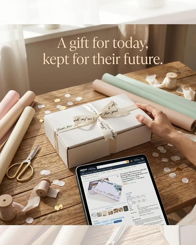 Time Capsule: White Metal Memory Box With a Beautiful Design to Treasure Special Moments/Gift for Babies,Kids & Adults/Creates Lasting Memories and a Family Legacy/Unisex/9 x 6 x 2.5 Inch. (Black)