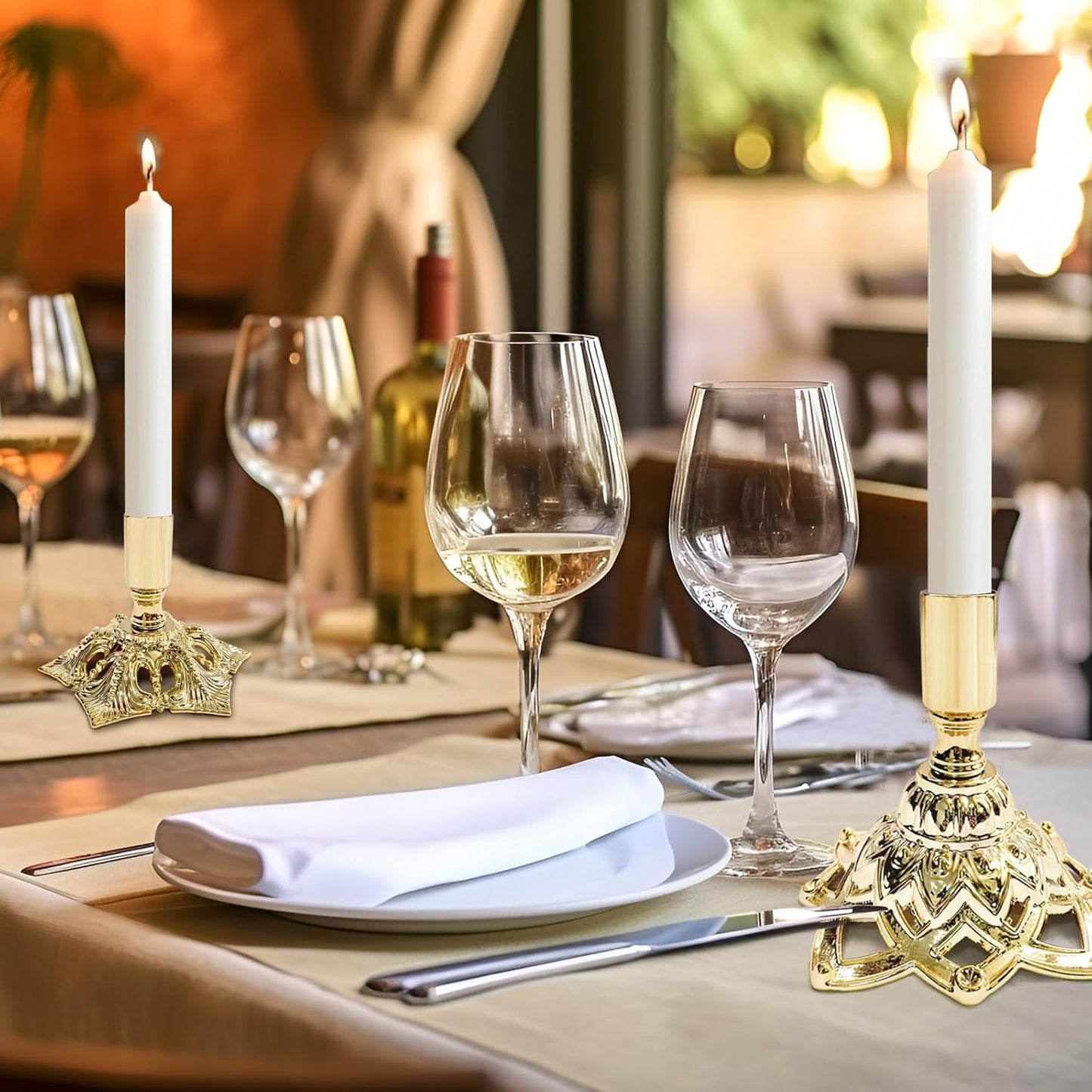 Candlestick Holders,Taper Candle Holder for Candlesticks Gold Plated Candle Metal Stick Candle Holders for Fireplace,Party, Dining,Wedding Decor,Fits 3/4 inch Thick Candle(Set of 6Pcs)