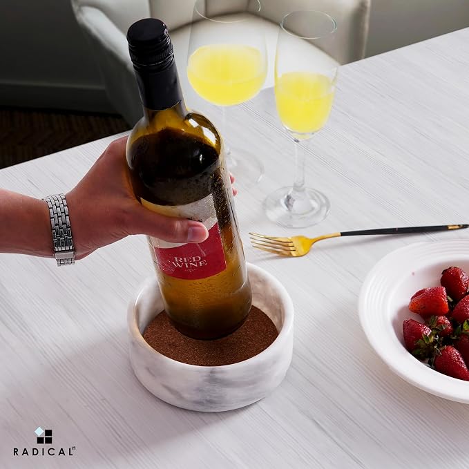 Radicaln Marble Wine Coasters 5.5" Inches White Wine Bottle Coasters for Countertop, Ideal Absorbent Cork Holder for Champagne Bottles