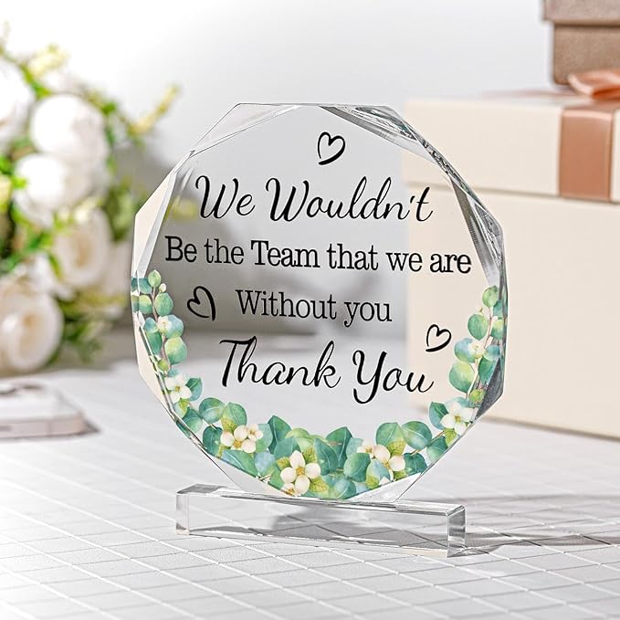 Yinder Thank You Gifts for Women Appreciation Gifts for Coworker Employee Nurse Teacher Leader Boss Inspirational Quotes Acrylic Desk Decor for Home Office Farewell Retirement