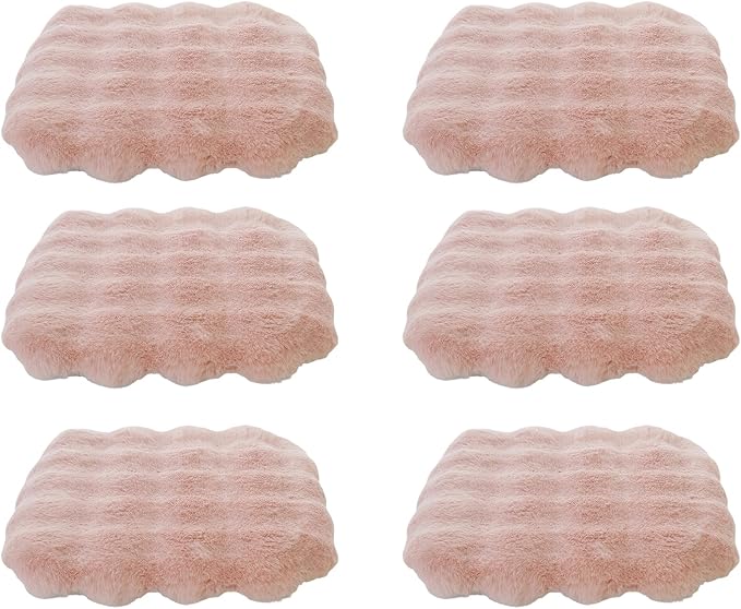 Lifup 6 Pack Square Chair Pads Memory Foam Seat Cushion Soft Cozy Plush Non Slip Thick Pad with Ties and Removable Cover for Dining Room, Office Pink 16 x 16 Inch