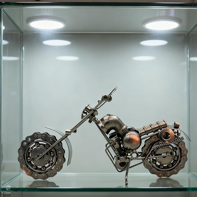 Handmade Metal Motorcycle Model, 11 Inch - Unique Gifts for Men, Dad, Boyfriend, Him, Biker Enthusiasts - Vintage Motorcycle Figurine for Home, Office & Man Cave Decor