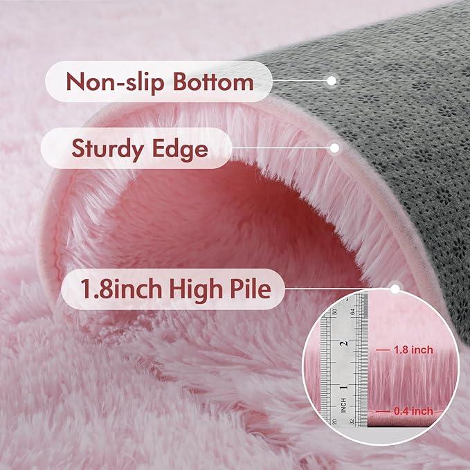 8x10 Ft Extra Large Pink Rugs for Living Room Girls, Shag Fluffy Area Rug for Bedroom, Ultra Soft Furry Rug Indoor Carpet for Kids Room Nursery Home Decor