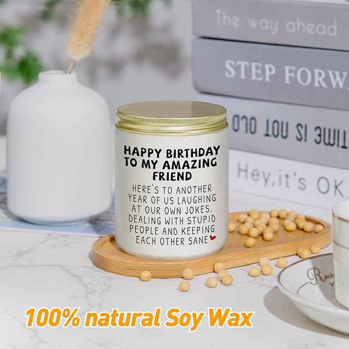 Jonico Happy Birthday Gifts for Women - Funny Best friend Friendship Birthday Gifts for Women Bestie BFF Coworker Classmate, Lavender Candle