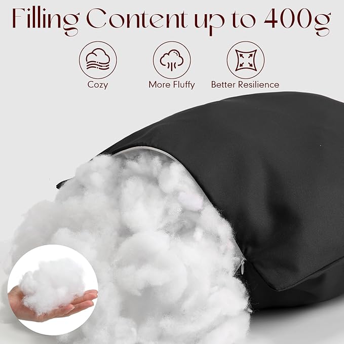 Colingmill 4 Set Waterproof Black Outdoor Throw Pillow Covers with 4 Pillow Inserts 18x18 Inch Decorative Waterproof Throw Cushion for Sofa Couch Home Patio